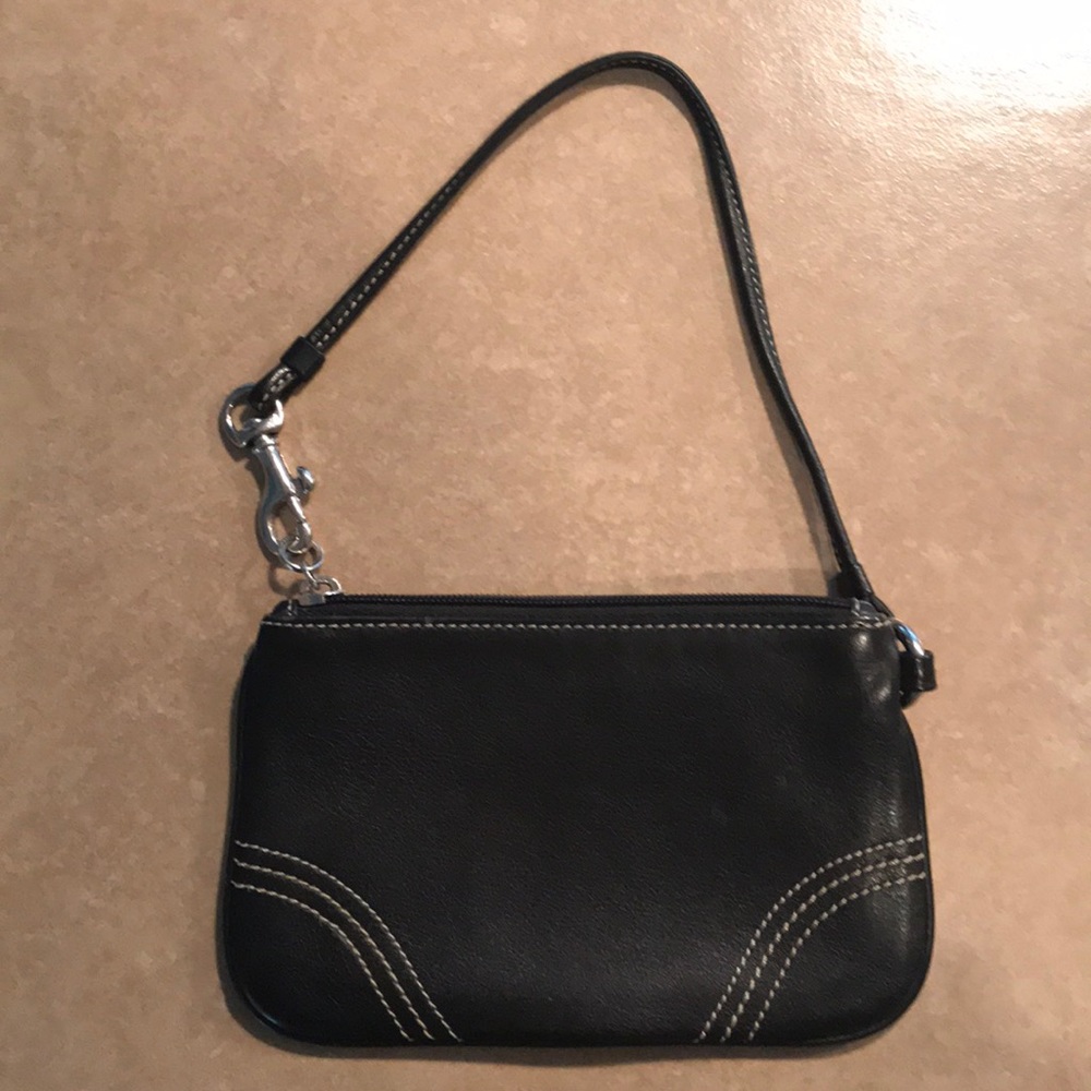 Black Leather Coach Wristlet
